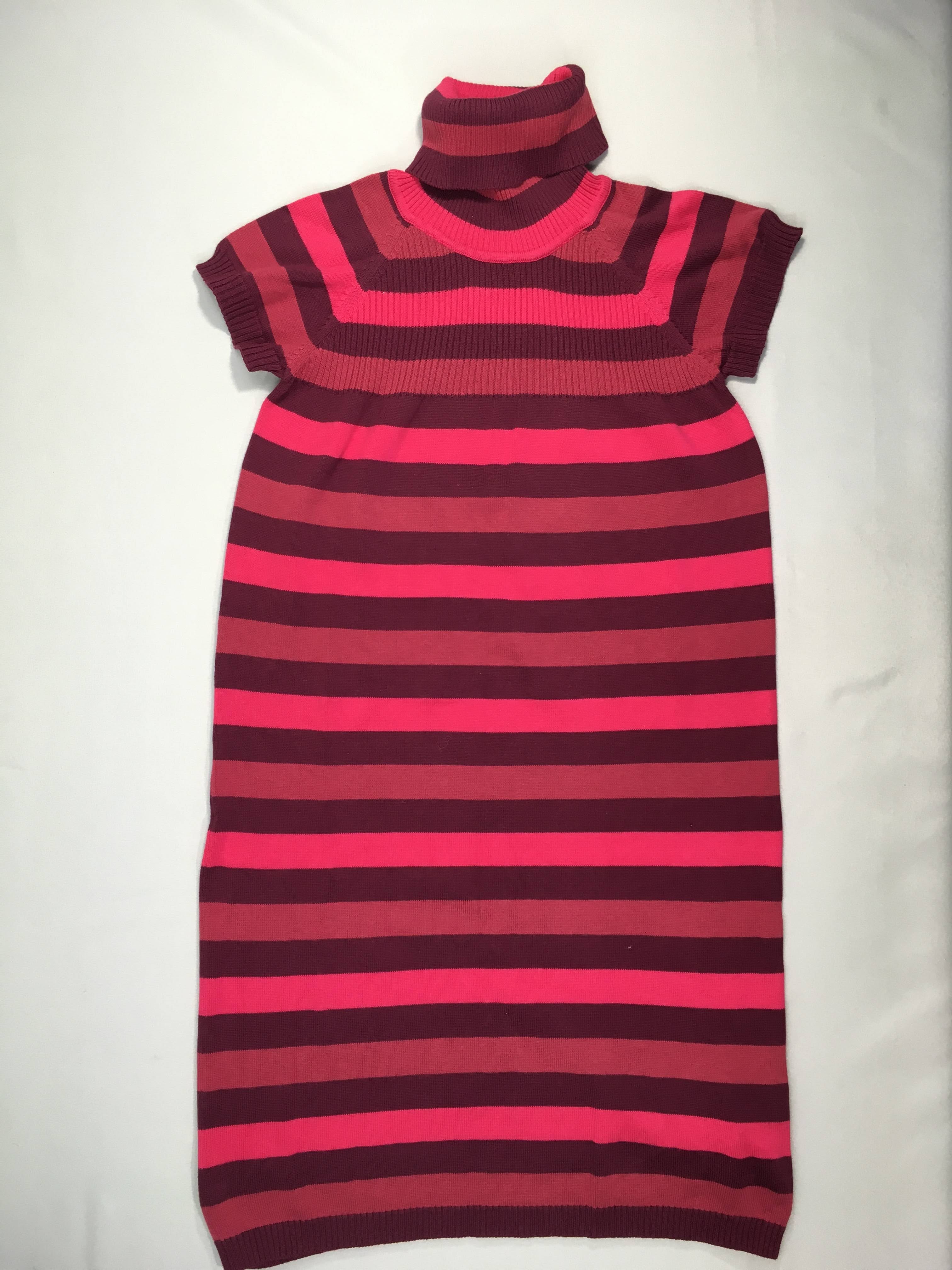 Robe pull m.c col roulé rayé rose/mauve