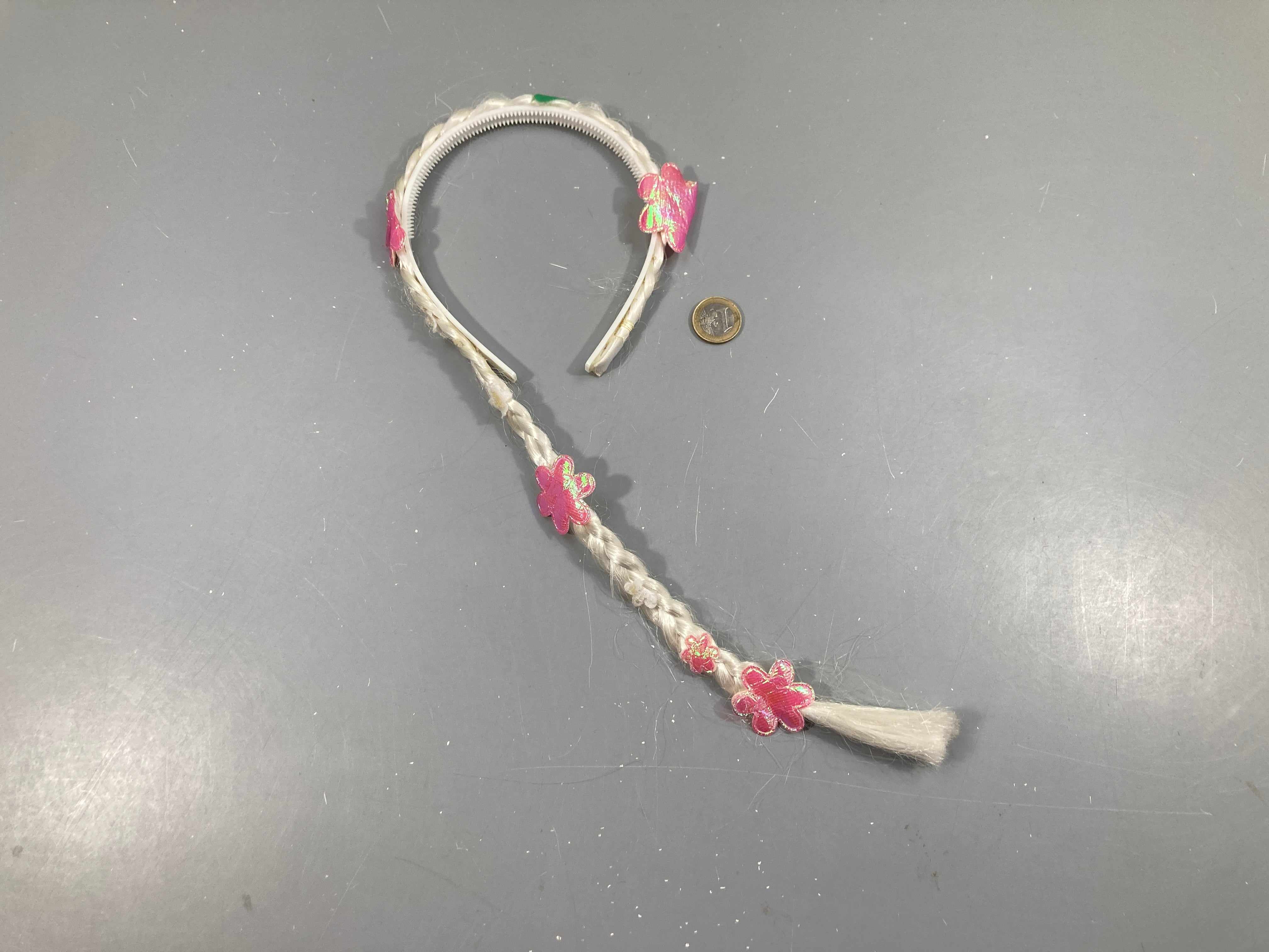 Diademe blanc tresse fleurs