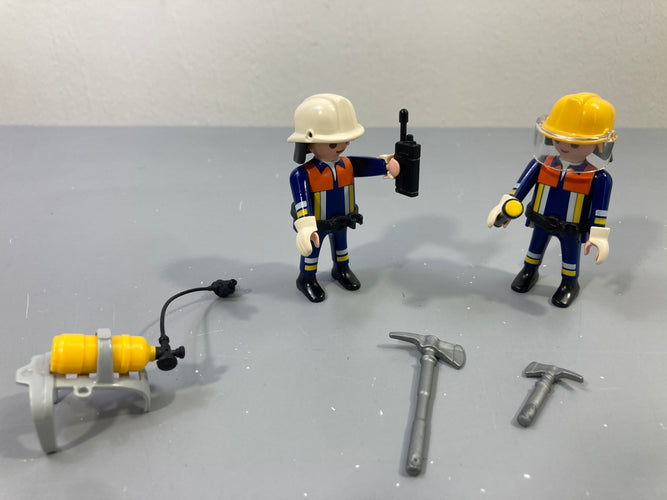 Playmobil - 4914 - Playmobil Duo Pompiers-Manque visère casque blanc, moins cher chez Petit Kiwi