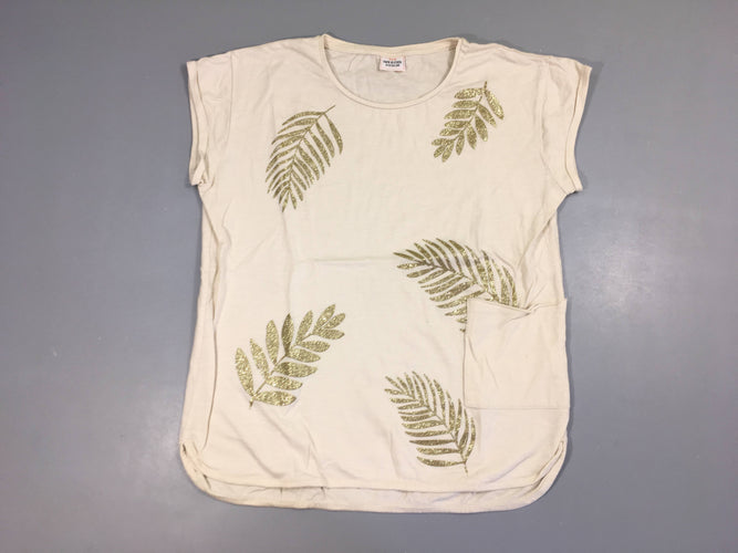 T-shirt m.c beige feuillage doré, moins cher chez Petit Kiwi