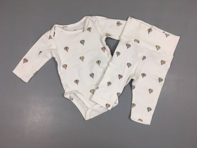 Body m.l blanc mongolfières + Pantalon jersey-Petite tache sur ceinture, moins cher chez Petit Kiwi