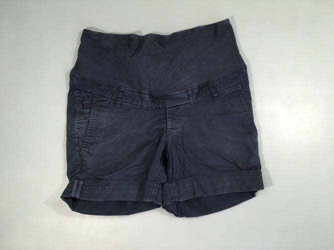 Short chino de grossesse bleu foncé à revers, moins cher chez Petit Kiwi