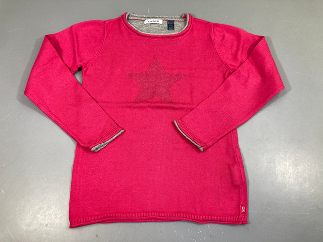 Pull m.l coton rose vif avec étoile, moins cher chez Petit Kiwi