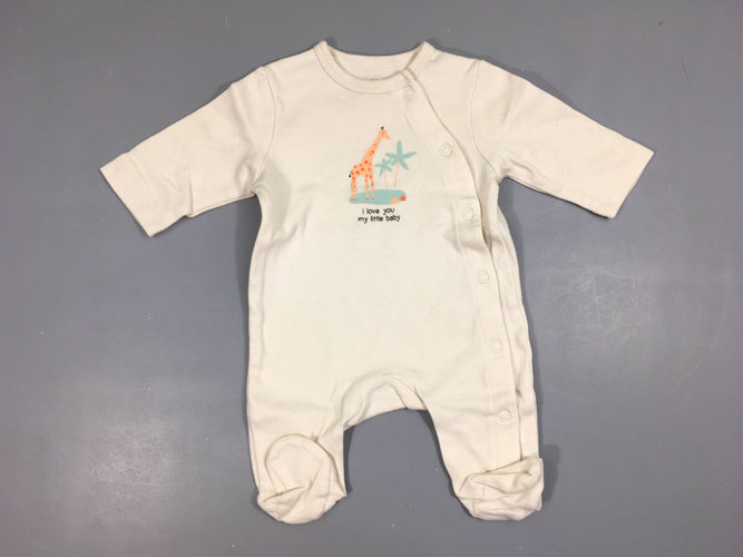 Pyjama jersey écru girafe, moins cher chez Petit Kiwi