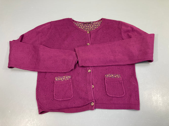 Gilet boutons mauve ajouré, moins cher chez Petit Kiwi