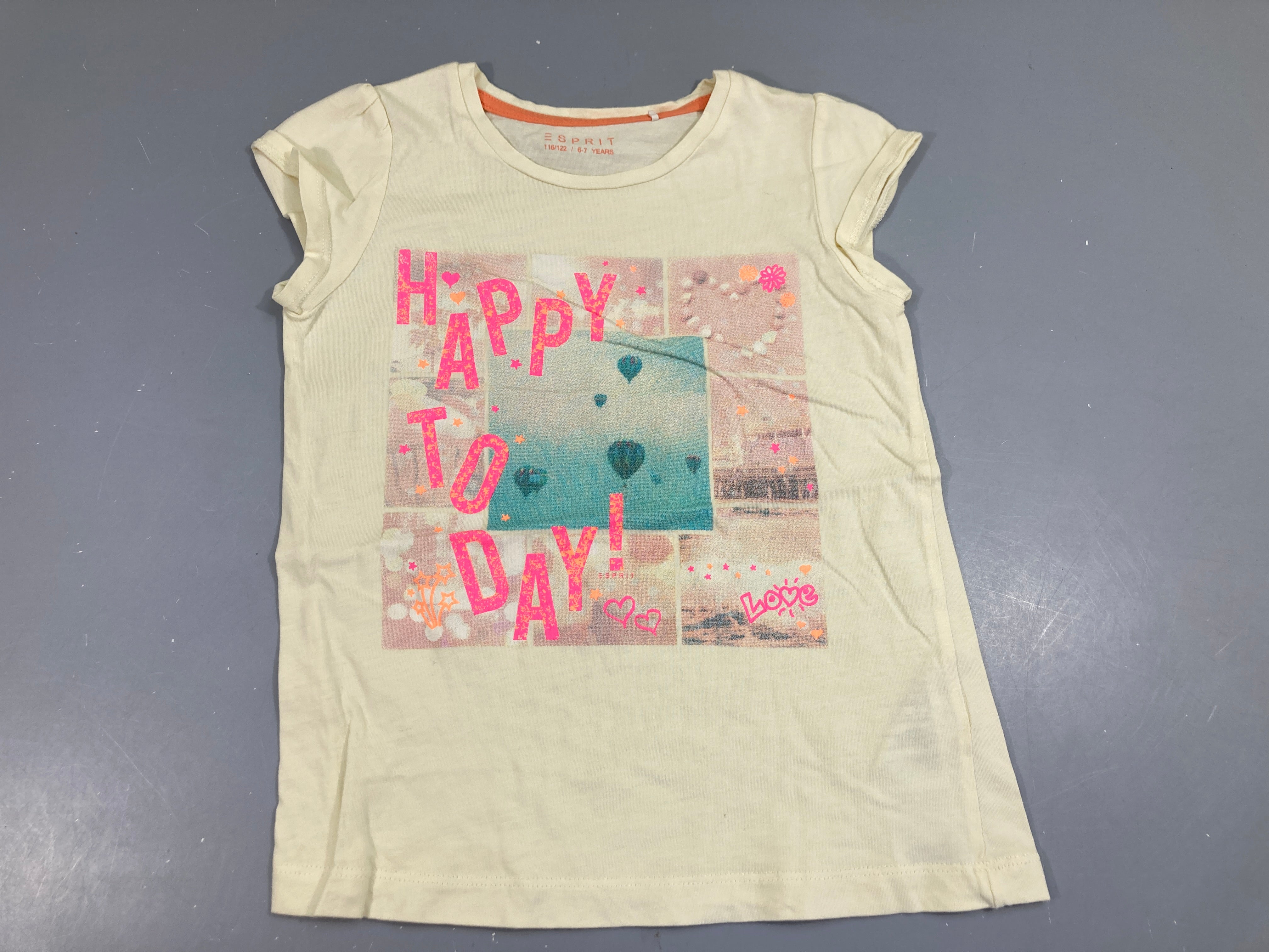 T-shirt m.c jersey jaune pâle Happy to day