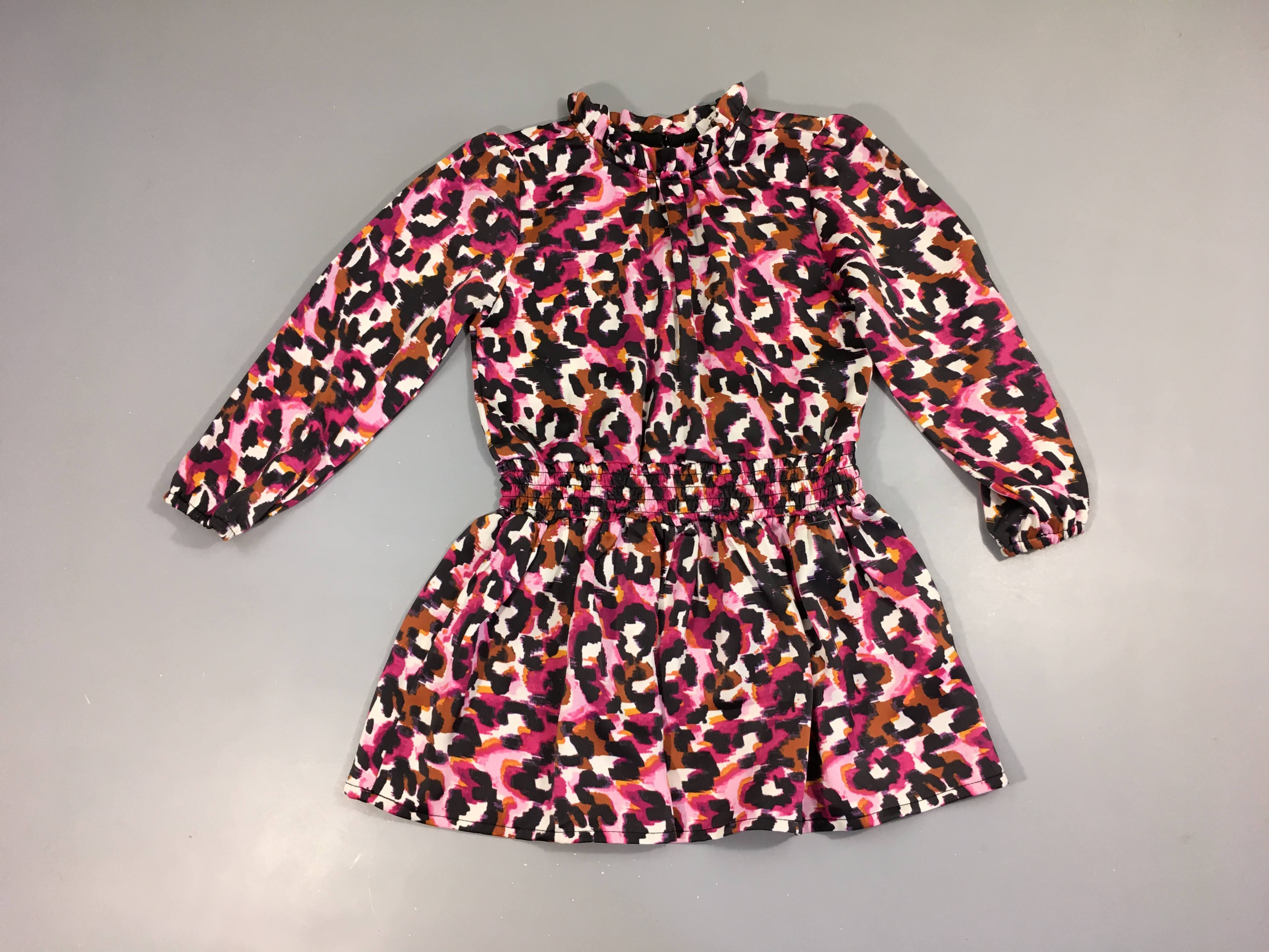 Robe m.l synthétique léopard mauve/blanc/bleu marine, B.Nosy