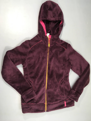 Sweat zippé à capuche velours mauve, moins cher chez Petit Kiwi