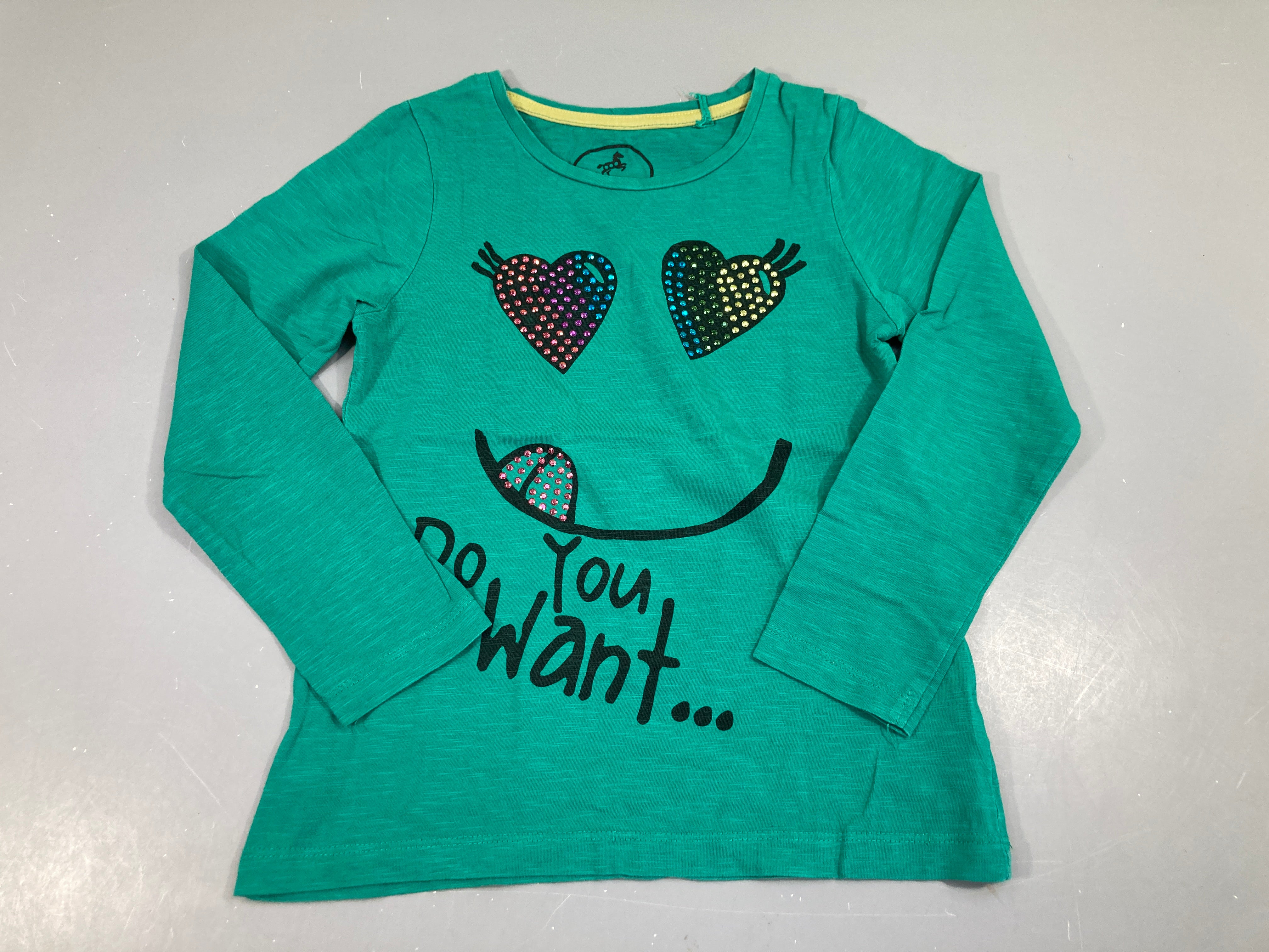 T-shirt m.l jersey vert émeraude, coeurs