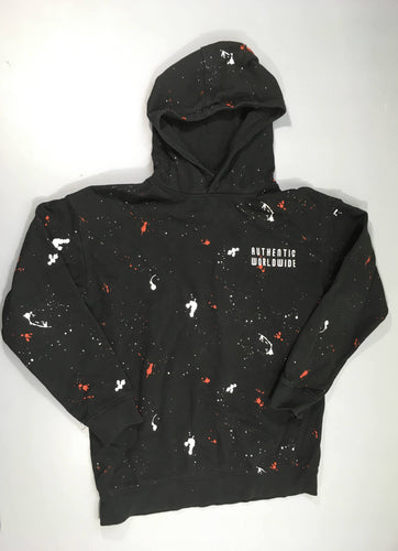 Sweat à capuche noir motifs effet tâches, un peu bouloché, moins cher chez Petit Kiwi