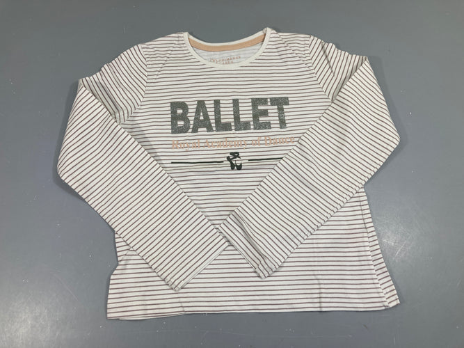 T-shirt m.l jersey rayures blanc/brun, ballet, moins cher chez Petit Kiwi