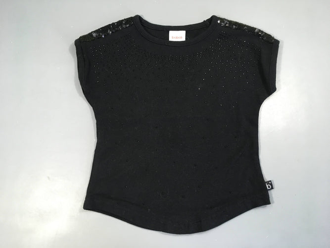 T-shirt m.c noir strass, moins cher chez Petit Kiwi