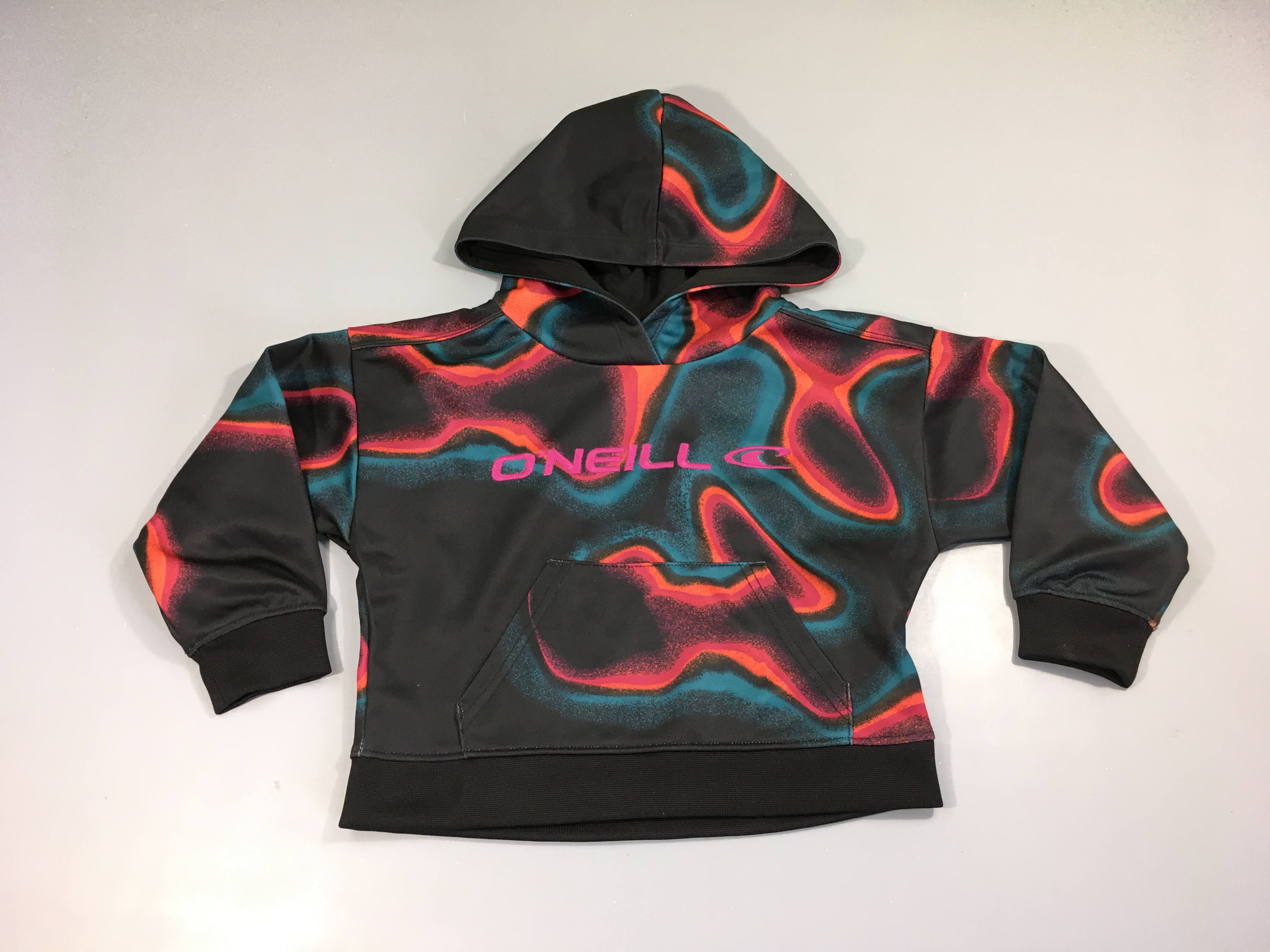 Sweat à capuche synthétique noir bariolé