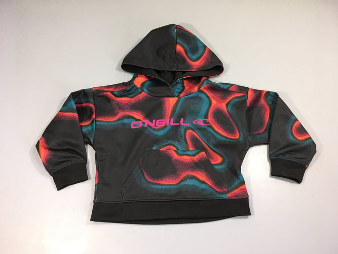 Sweat à capuche synthétique noir bariolé, moins cher chez Petit Kiwi