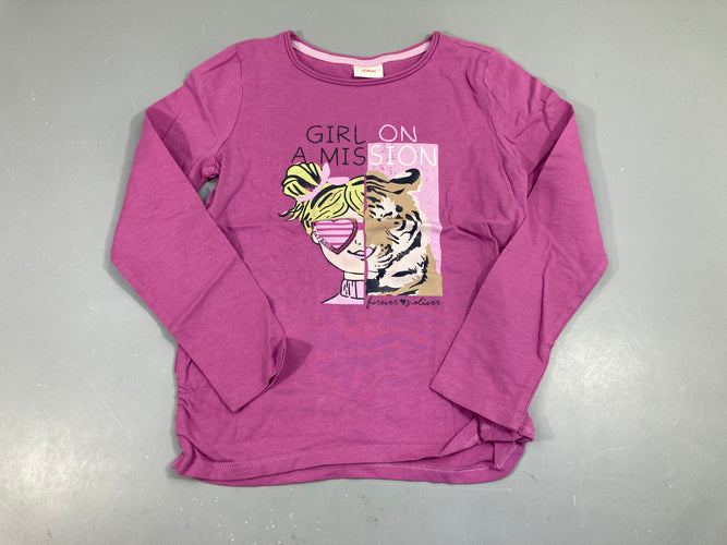 T-shirt m.l jersey mauve girl on a mission, S Oliver, moins cher chez Petit Kiwi