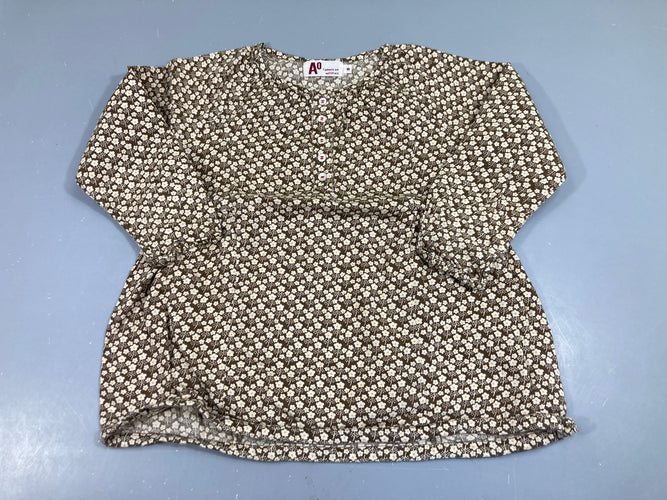 Blouse m.l coton brun fleurs ecru, moins cher chez Petit Kiwi