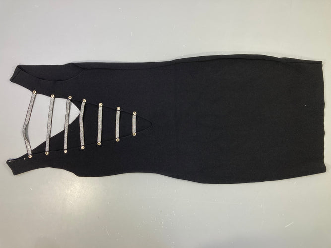 Robe bodycon noire bandes argentées dos Vinceotto, moins cher chez Petit Kiwi