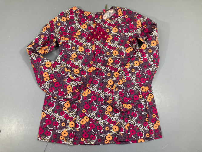 Robe m.l velours cotelé fleurs mauve/rose/orange, moins cher chez Petit Kiwi