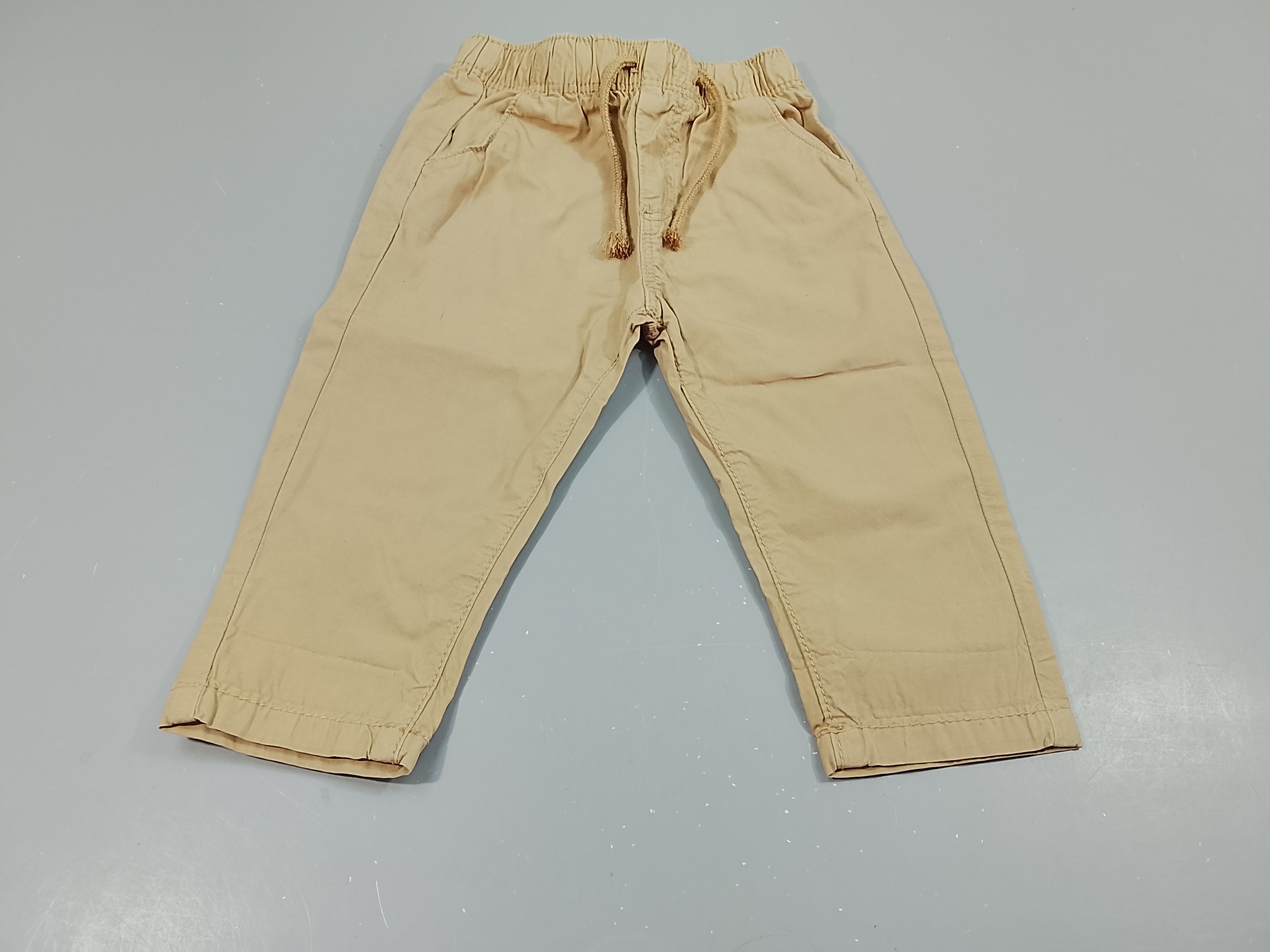 Pantalon en toile beige, taille élastique
