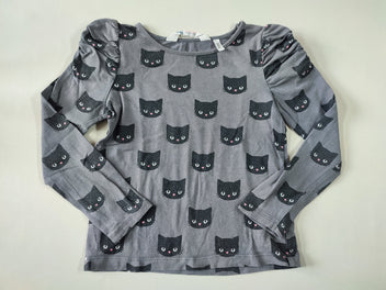 T-shirt m.l gris chats fronces aux épaules (bouloché)