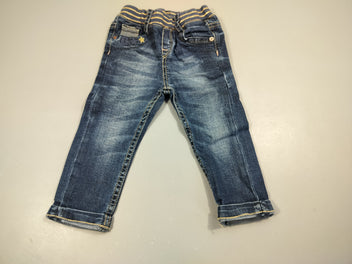 Jeans, effet délavé taille élastique bleu marine rayé doré, motifs étoiles  98% coton, 2% élasthanne