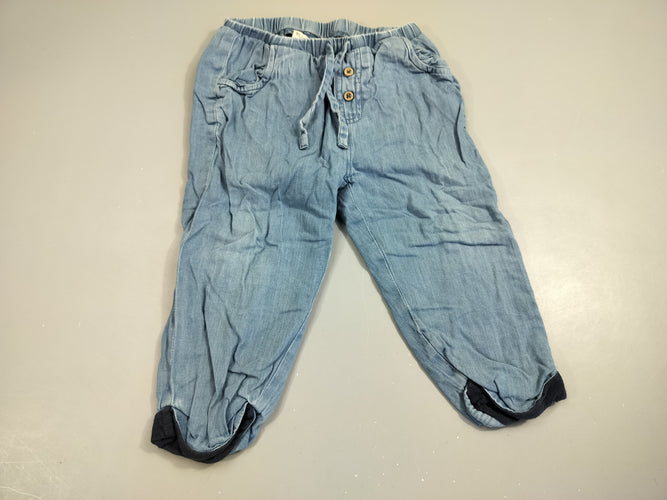 Pantalon denim à revers  doublure jersey 100% coton, moins cher chez Petit Kiwi
