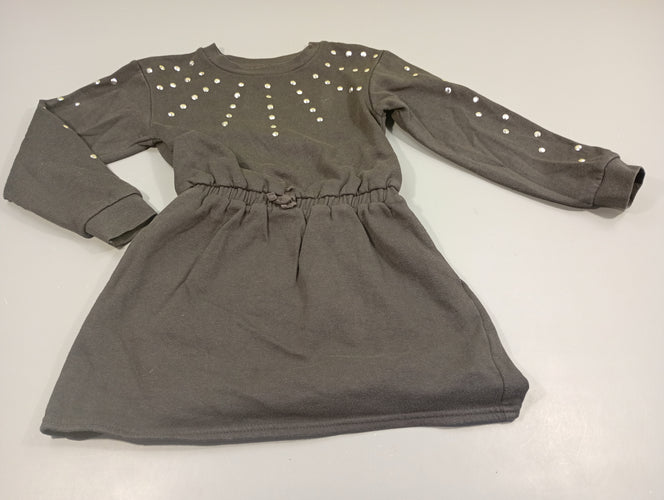 Robe m.l molleton anthracite, strass,légèrement bouloché, moins cher chez Petit Kiwi