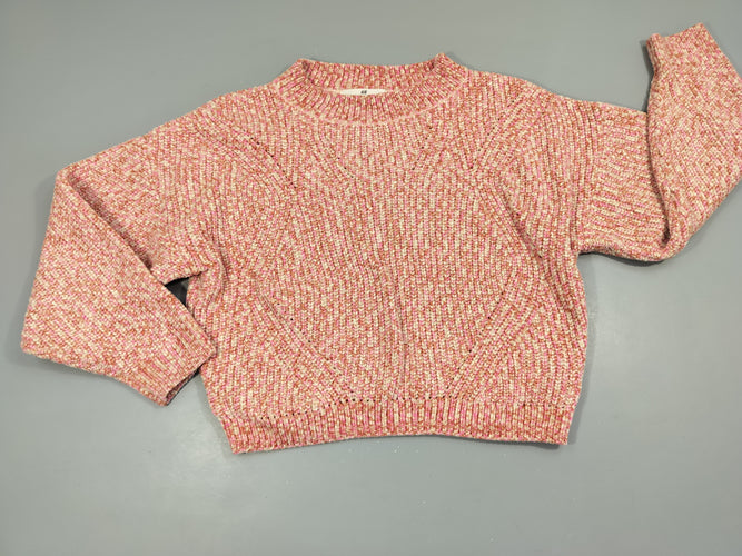 Pull tricot rose chiné. 100% polyester, moins cher chez Petit Kiwi