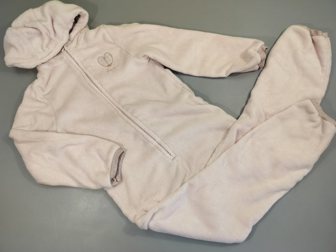 Surpyjama rose pâle à capuche, coeur "love", moins cher chez Petit Kiwi