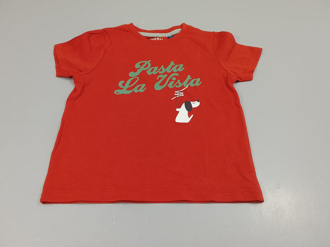 T-shirt m.c rouge, chien blanc  "Pasta la vista", moins cher chez Petit Kiwi