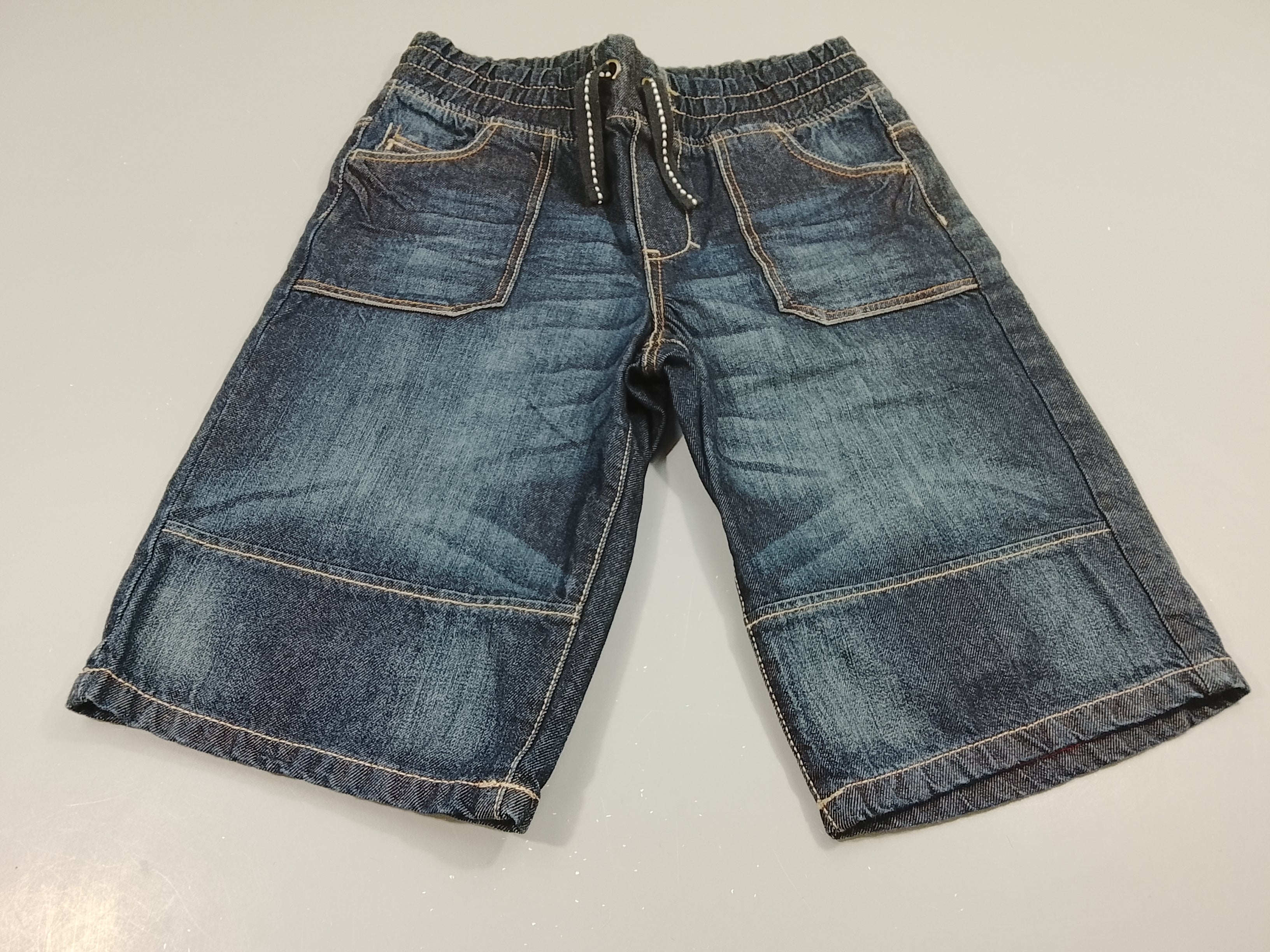 Bermuda denim, taille élastique