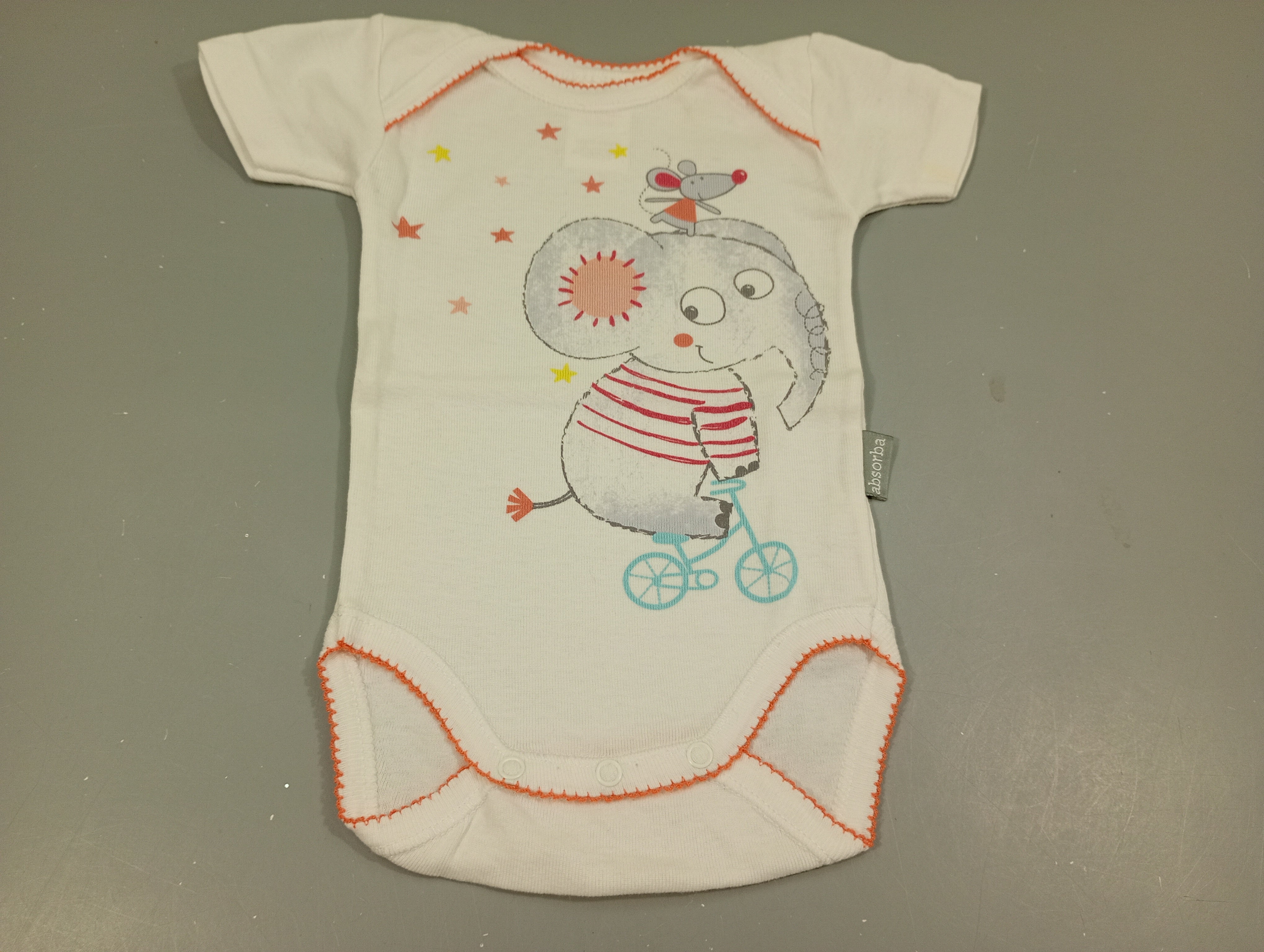 Body m.c blanc éléphant et souris