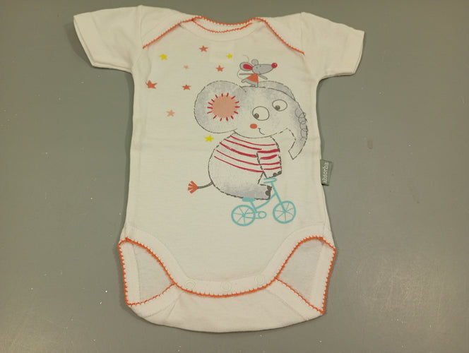 Body m.c blanc éléphant et souris, moins cher chez Petit Kiwi