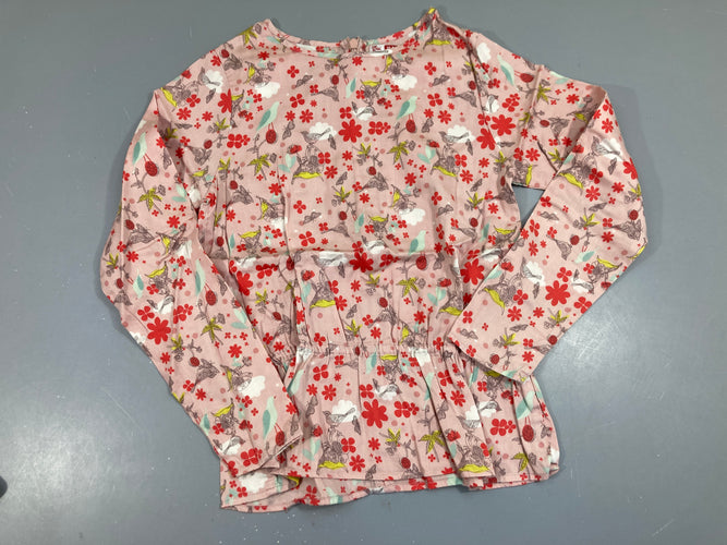 Blouse m.l rose fleurs oiseaux multicolores, moins cher chez Petit Kiwi
