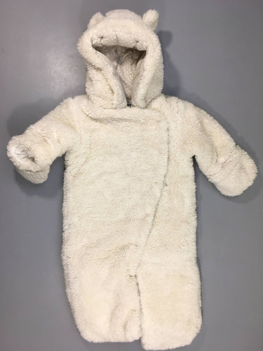 Combi pilote velours blanc à capuche, moins cher chez Petit Kiwi