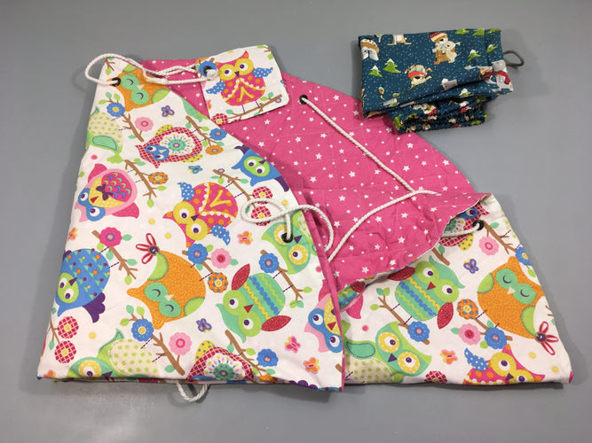 Tapis sac rangement jeux, hiboux - fait main, moins cher chez Petit Kiwi