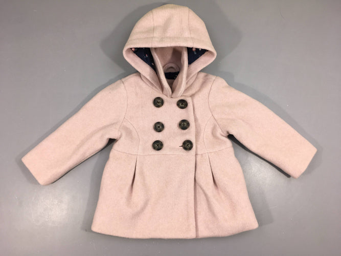 Veste rose style tweed à capuche, moins cher chez Petit Kiwi