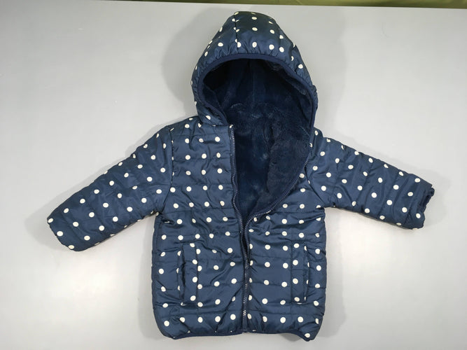 Veste réversible bleu pois blanc, moins cher chez Petit Kiwi
