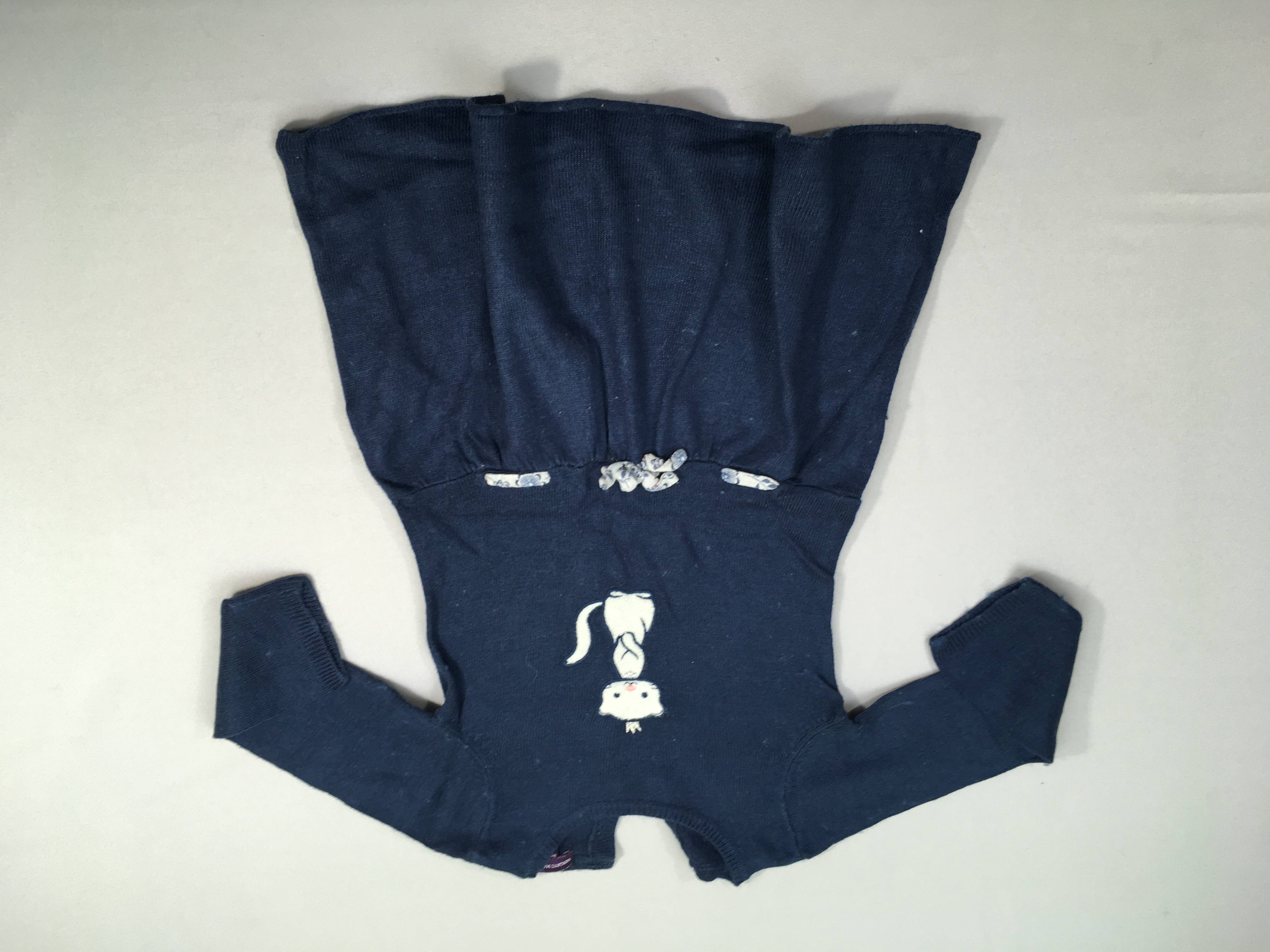 Robe m.l pull bleu foncé chat strass; 9% laine