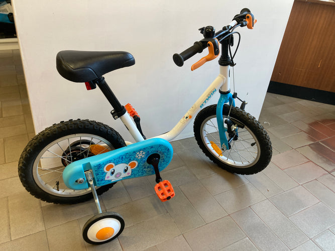 Vélo Arctic 100 B'twin, 3-5 ans - 14 pouces, avec petites roues d'apprentissage, parfait état, moins cher chez Petit Kiwi