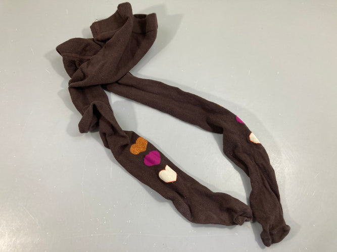 Collants brun foncé avec coeurs, 31-34, moins cher chez Petit Kiwi