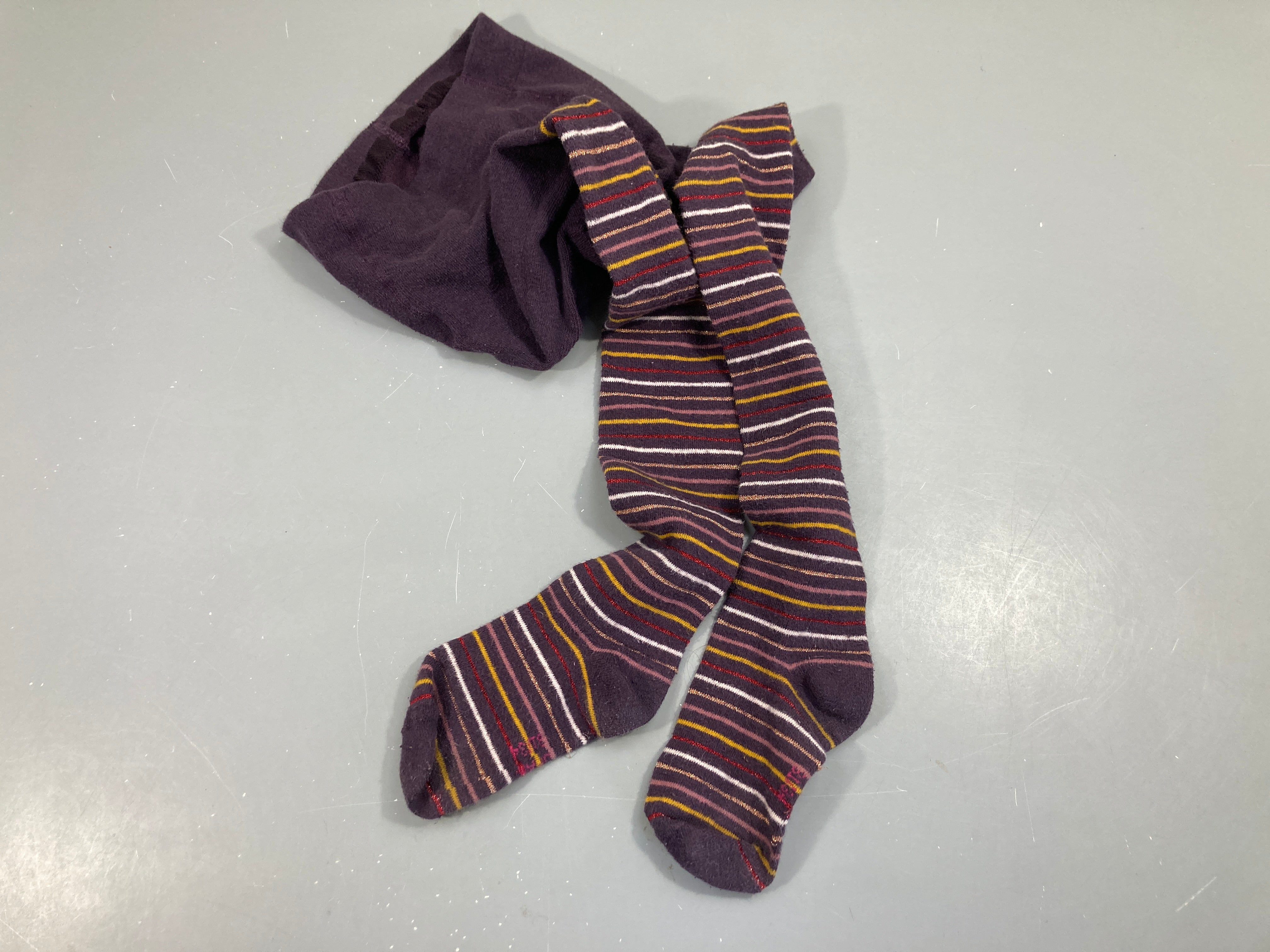 Collants mauve rayures,31-34