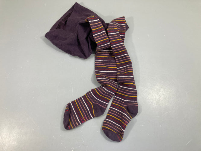 Collants mauve rayures,31-34, moins cher chez Petit Kiwi