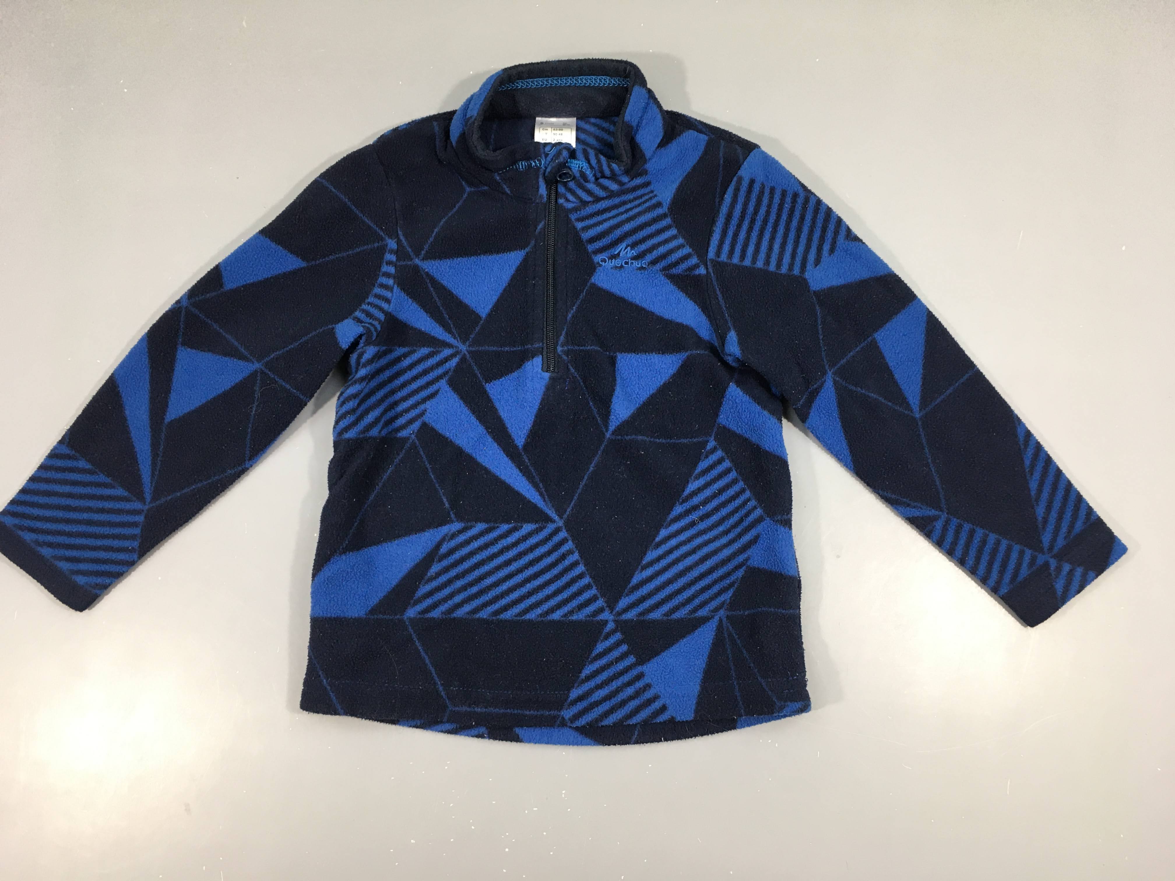 Polar zippé bleu formes géométrique