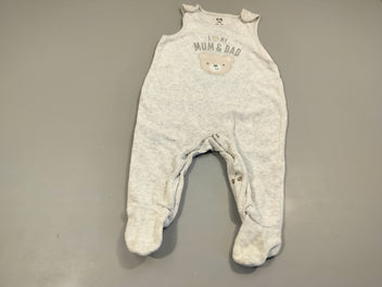 Pyjama s.m  gris clair flammé texturé , tête d'ours 