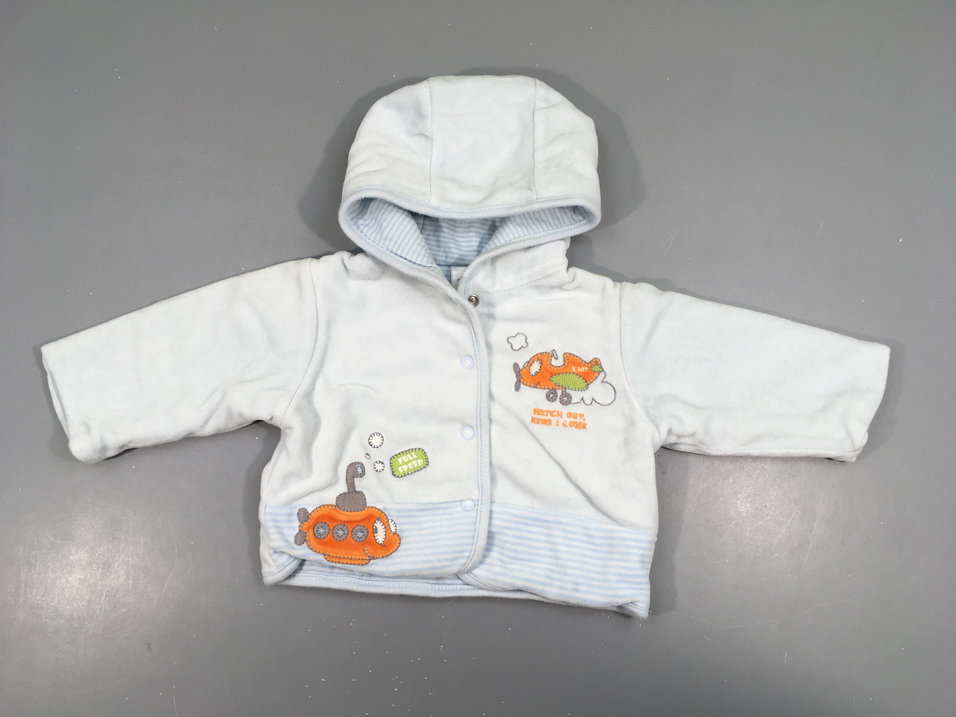 Gilet ouatiné à capuche bleu clair Avion