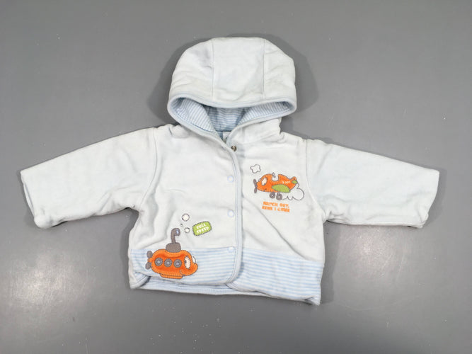 Gilet ouatiné à capuche bleu clair Avion, moins cher chez Petit Kiwi