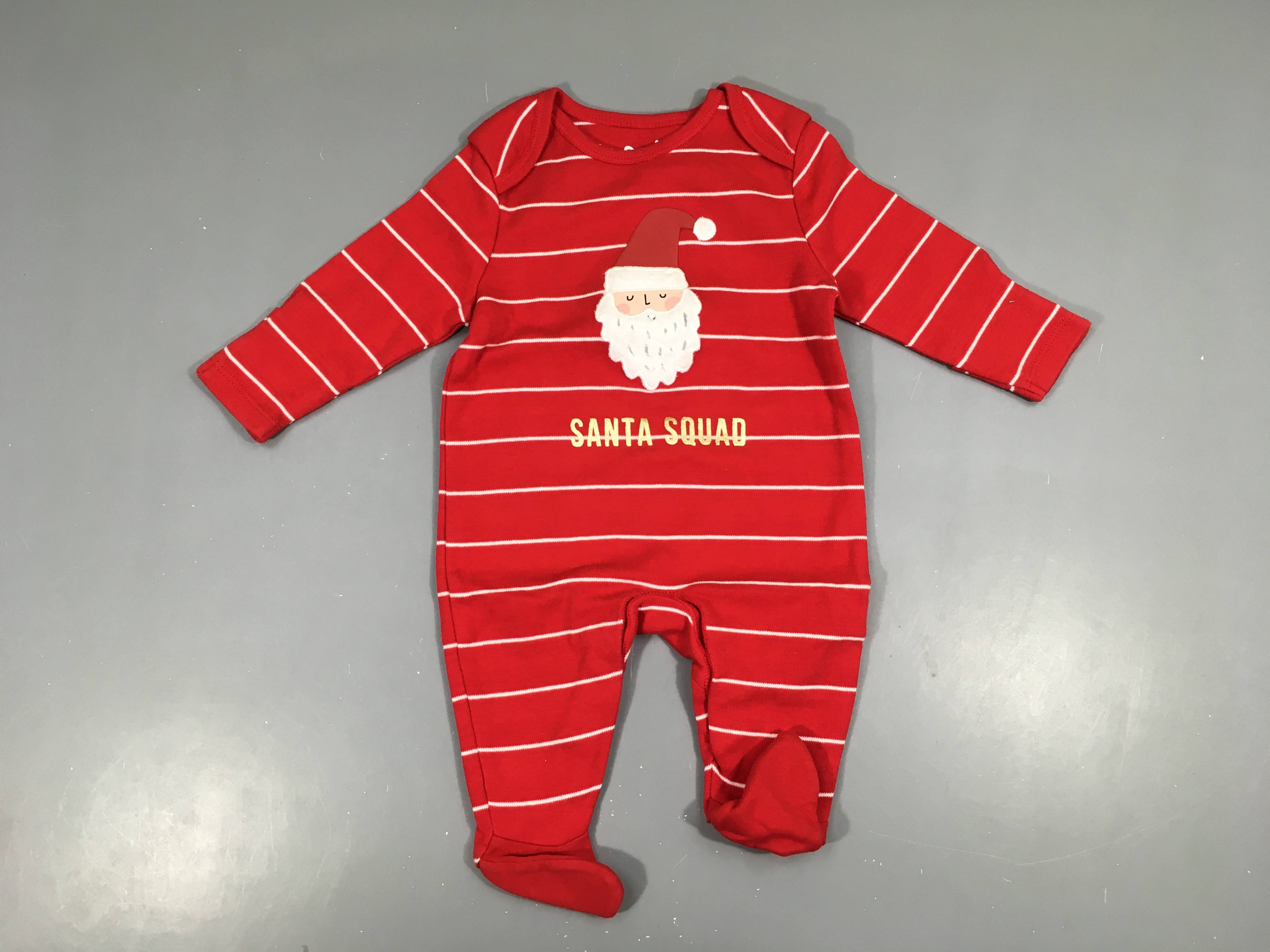 Pyjama jersey rouge rayé blanc Santa Noël