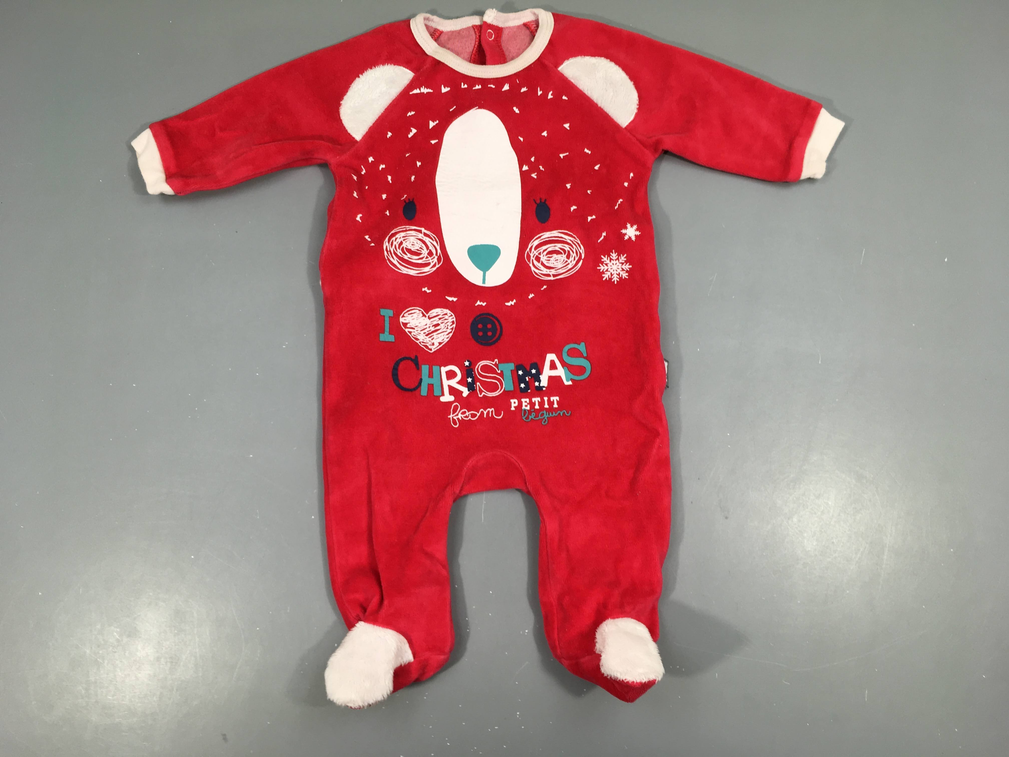 Pyjama velours rouge Christmas Petit Beguin