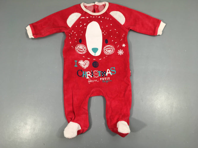 Pyjama velours rouge Christmas Petit Beguin, moins cher chez Petit Kiwi